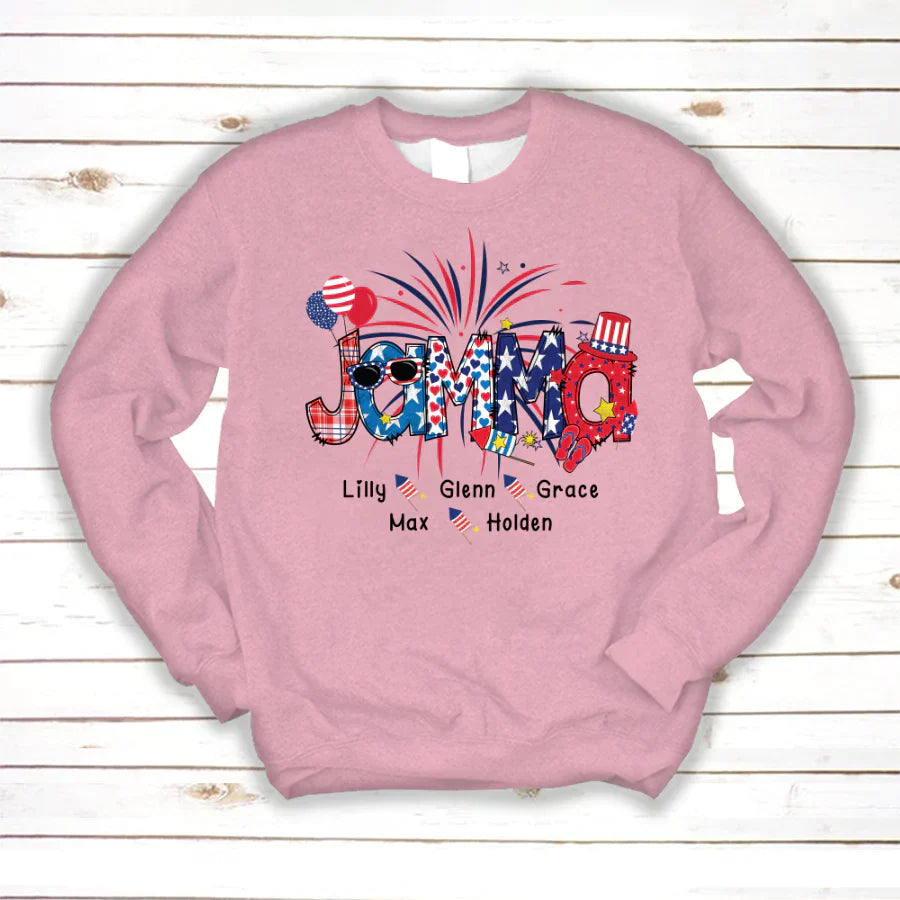 Patriotic Doodle 4th Of July Jamma And Grandkid CTH01 Sweatshirt