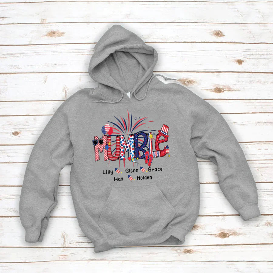 Patriotic Doodle 4th Of July Mumble And Grandkid CTH01 Hoodie