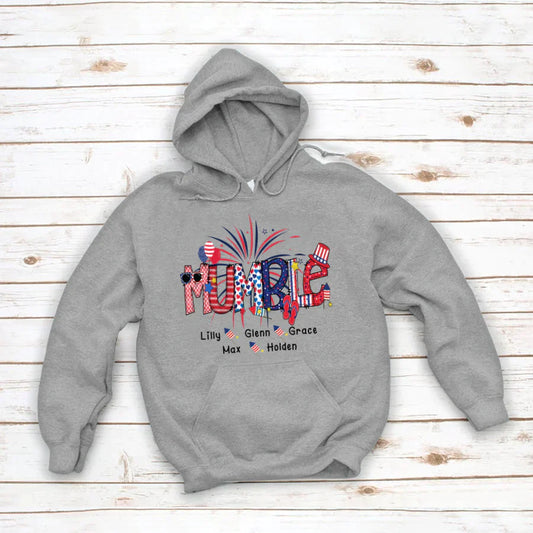 Patriotic Doodle 4th Of July Mumble And Grandkid CTH01 Hoodie