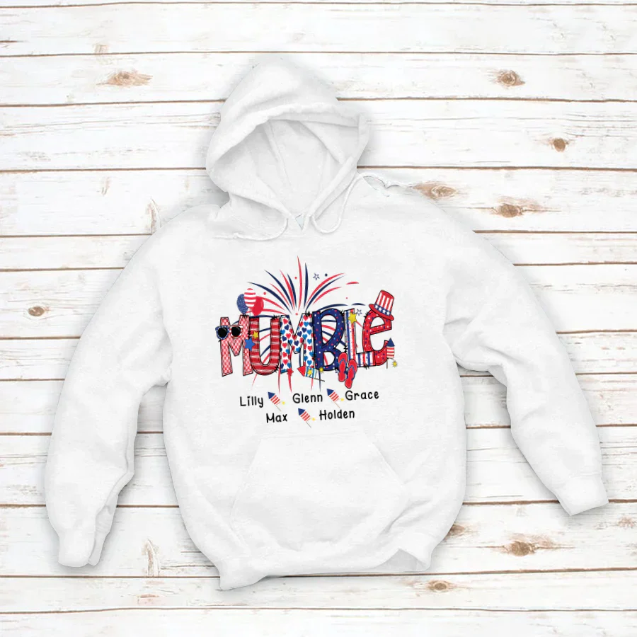 Patriotic Doodle 4th Of July Mumble And Grandkid CTH01 Hoodie