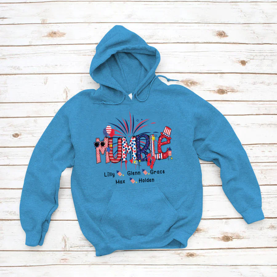 Patriotic Doodle 4th Of July Mumble And Grandkid CTH01 Hoodie