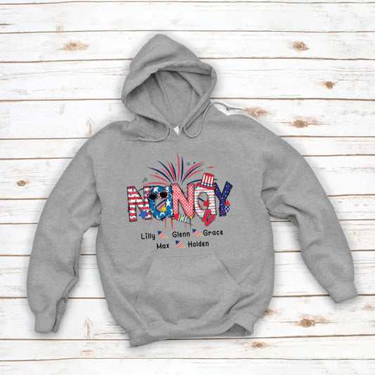 Patriotic Doodle 4th Of July Nanay And Grandkid CTH01 Hoodie