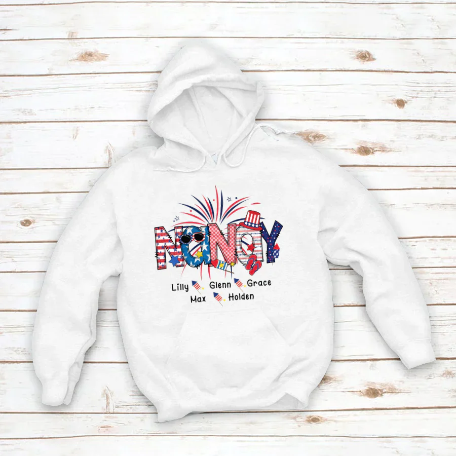 Patriotic Doodle 4th Of July Nanay And Grandkid CTH01 Hoodie