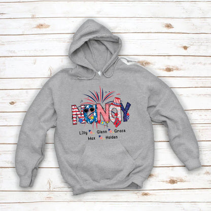 Patriotic Doodle 4th Of July Nanay And Grandkid CTH01 Hoodie