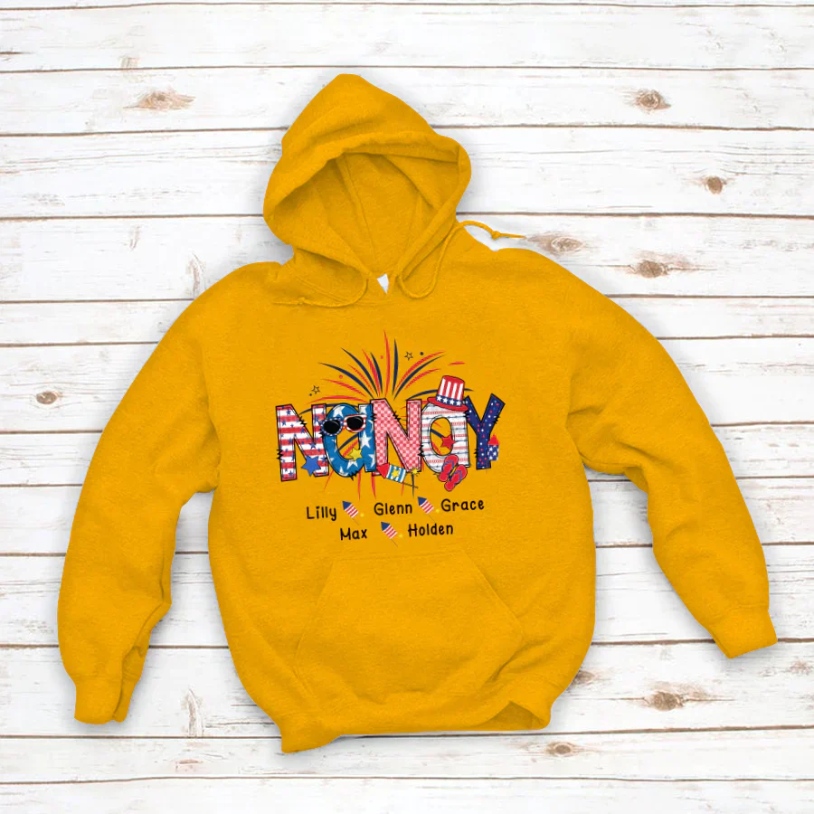 Patriotic Doodle 4th Of July Nanay And Grandkid CTH01 Hoodie
