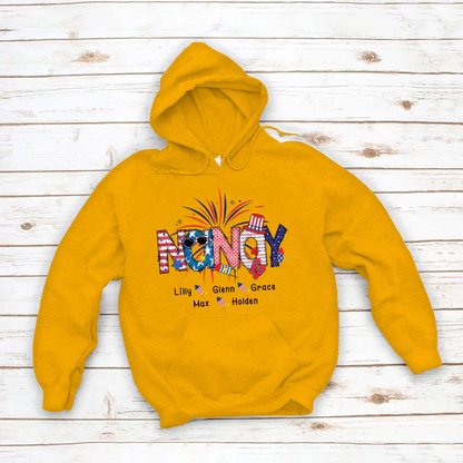 Patriotic Doodle 4th Of July Nanay And Grandkid CTH01 Hoodie