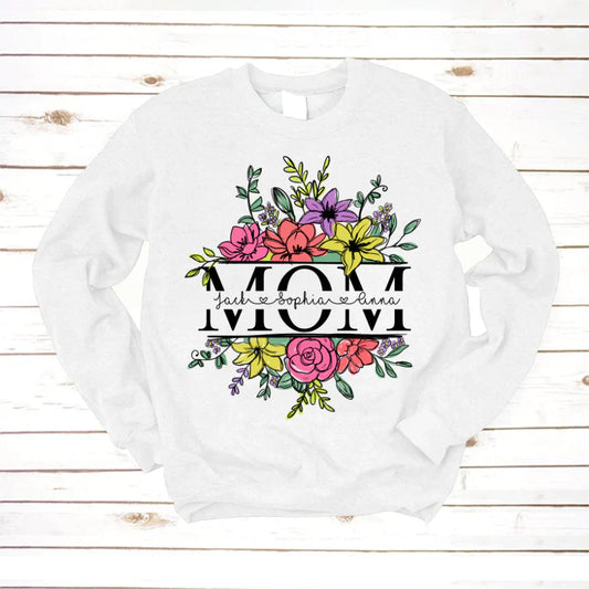 Personalize Mom And Kids Flowers Watercolor Sweatshirt