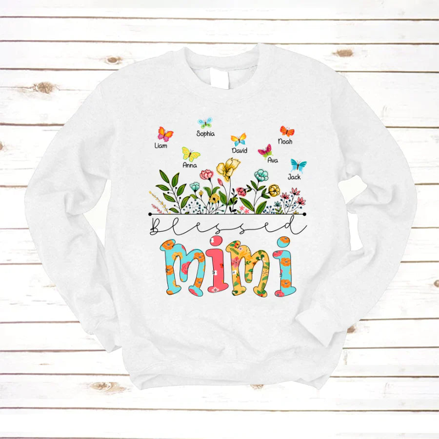 Personalized Blessed Mimi Wildflowers And Butterflies Shirts For Grandma Sweatshirt