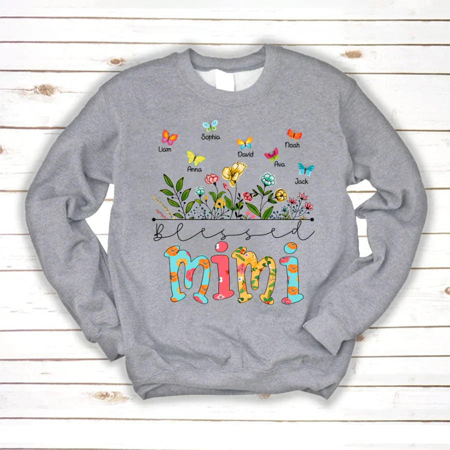 Personalized Blessed Mimi Wildflowers And Butterflies Shirts For Grandma Sweatshirt