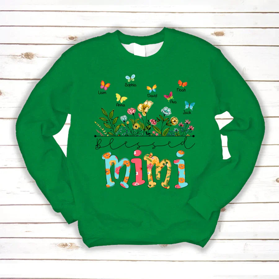 Personalized Blessed Mimi Wildflowers And Butterflies Shirts For Grandma Sweatshirt