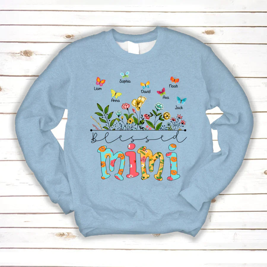 Personalized Blessed Mimi Wildflowers And Butterflies Shirts For Grandma Sweatshirt