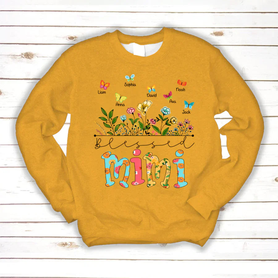Personalized Blessed Mimi Wildflowers And Butterflies Shirts For Grandma Sweatshirt
