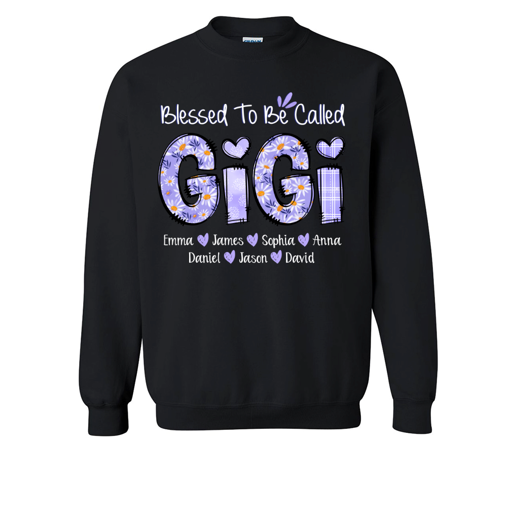 Personalized Blessed To Be Called Gigi Purple With Kids TH Sweatshirt
