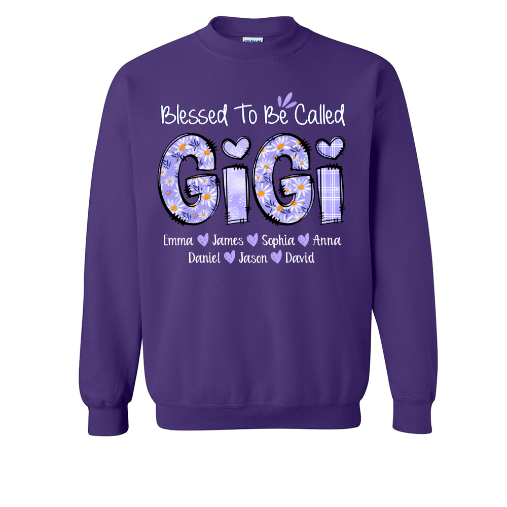 Personalized Blessed To Be Called Gigi Purple With Kids TH Sweatshirt