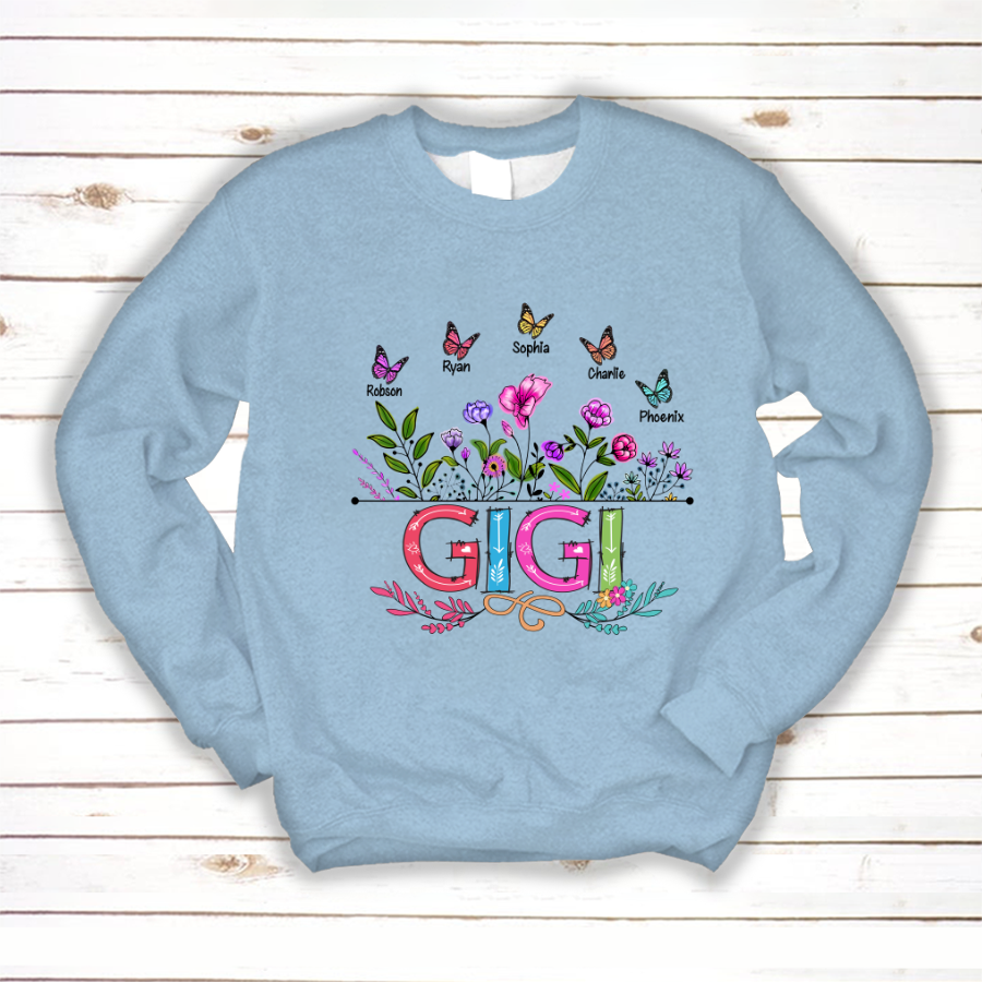 Personalized Gigi And Grandkids Butterfly Sweatshirt