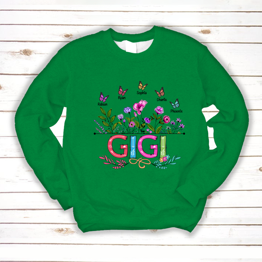 Personalized Gigi And Grandkids Butterfly Sweatshirt
