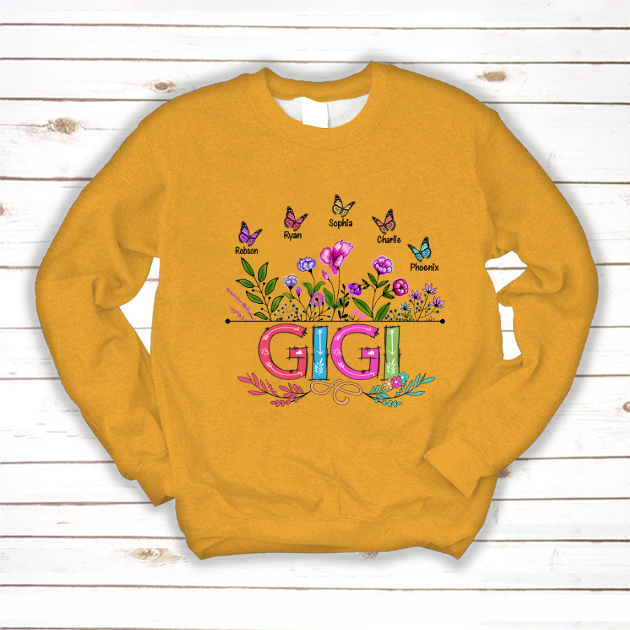 Personalized Gigi And Grandkids Butterfly Sweatshirt