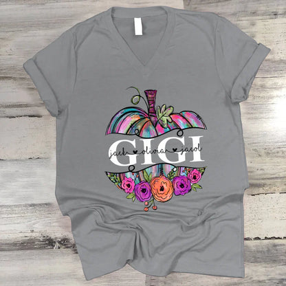 Personalized Gigi Painted Pumpkin 2022 V-Neck