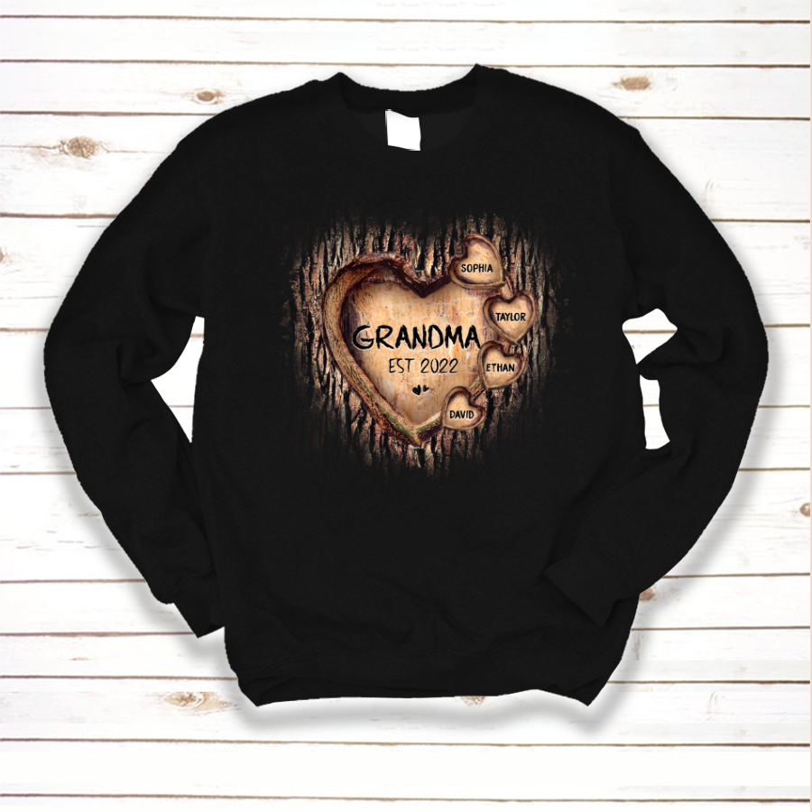 Personalized Grandma And Grandkids Hearts Tree New Sweatshirt