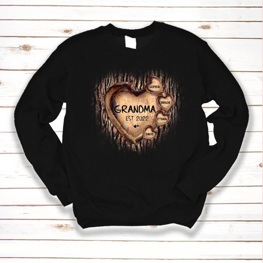 Personalized Grandma And Grandkids Hearts Tree New Sweatshirt
