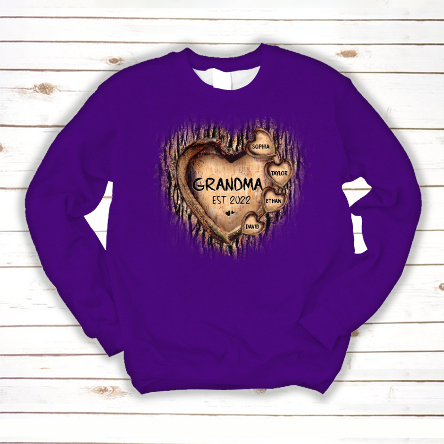 Personalized Grandma And Grandkids Hearts Tree New Sweatshirt