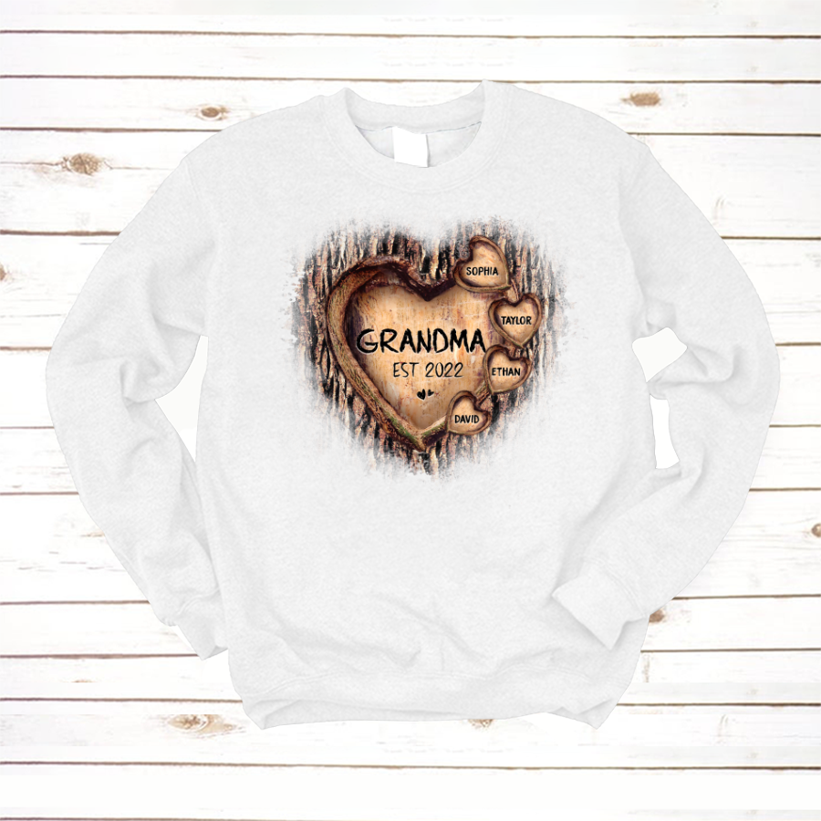 Personalized Grandma And Grandkids Hearts Tree New Sweatshirt