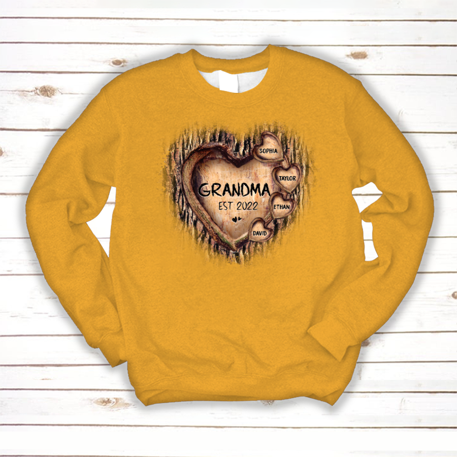 Personalized Grandma And Grandkids Hearts Tree New Sweatshirt