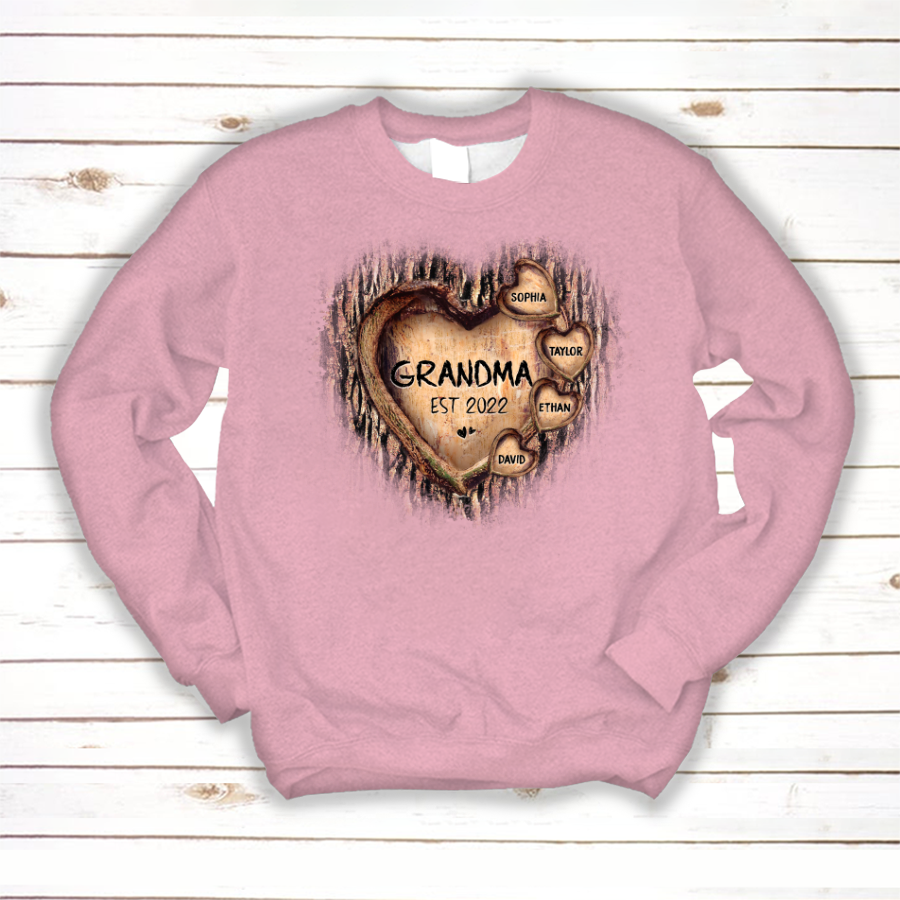 Personalized Grandma And Grandkids Hearts Tree New Sweatshirt