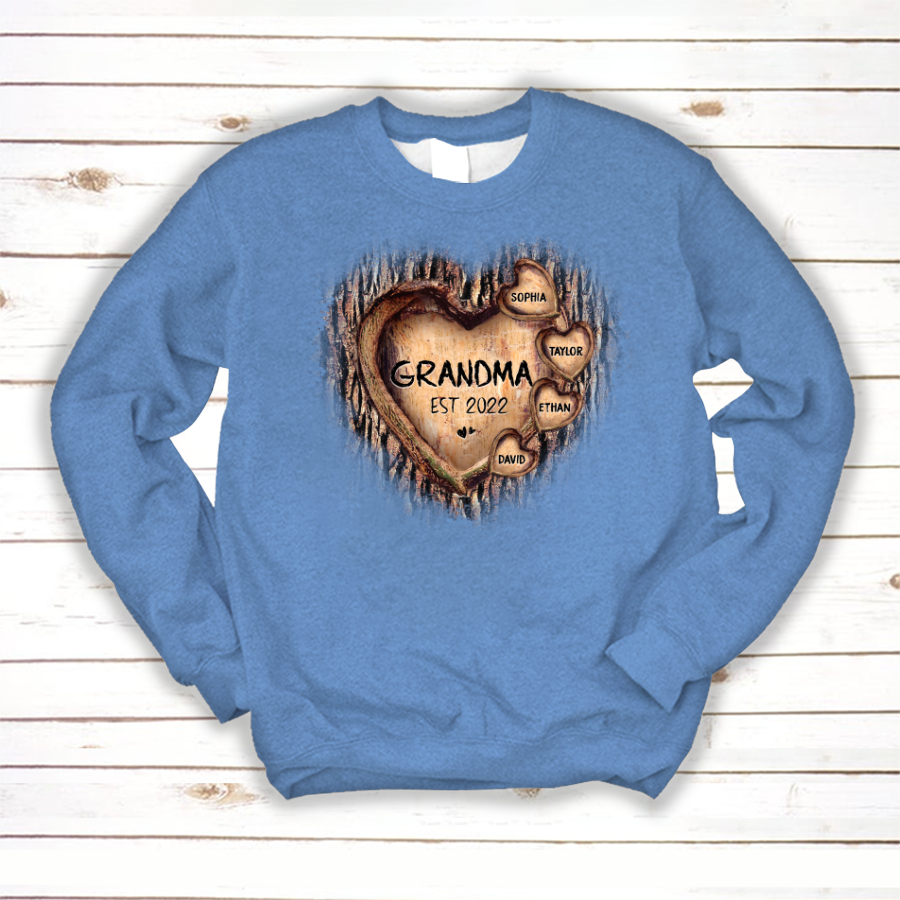Personalized Grandma And Grandkids Hearts Tree New Sweatshirt