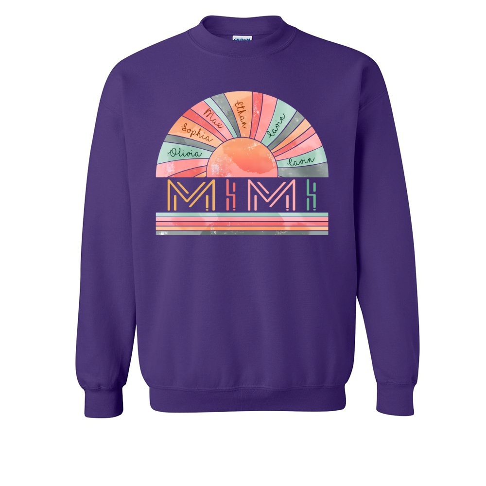Personalized Grandma Summer Shirt, Custom Nickname Mimi, Mom, Nana Sun Summer Sweatshirt