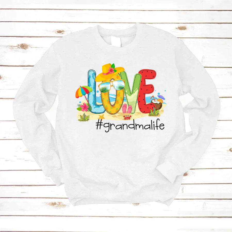 Personalized Love Beach Summer Grandma Life Sweatshirt