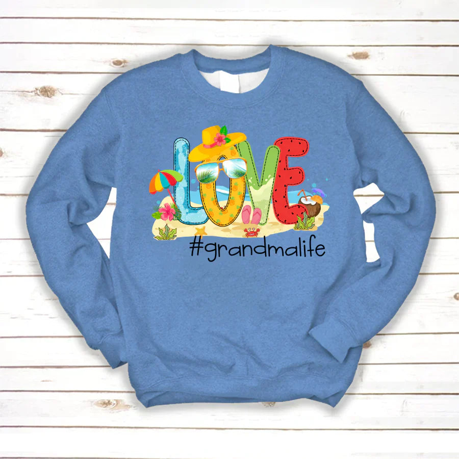 Personalized Love Beach Summer Grandma Life Sweatshirt