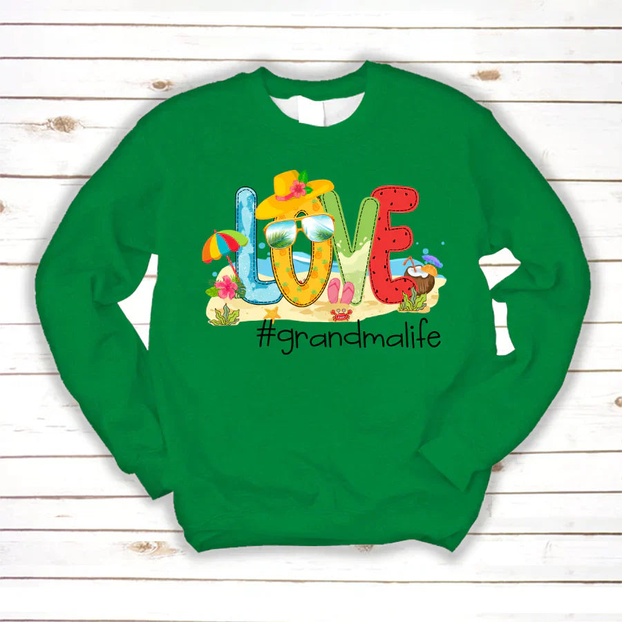 Personalized Love Beach Summer Grandma Life Sweatshirt
