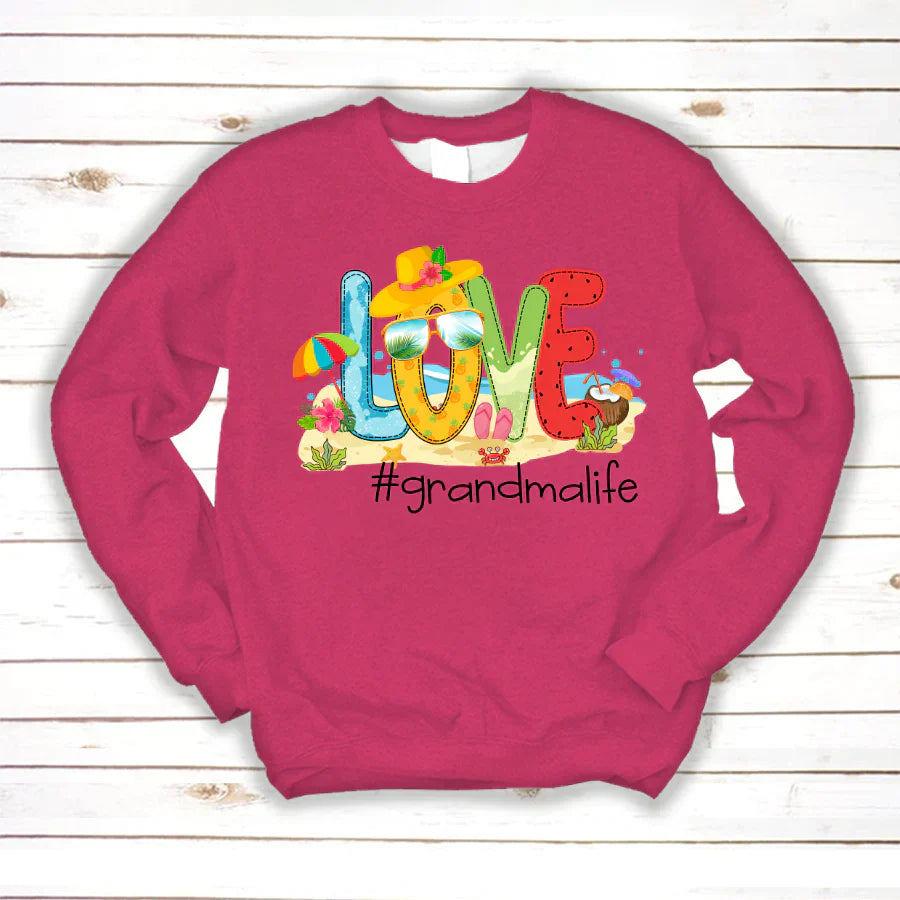 Personalized Love Beach Summer Grandma Life Sweatshirt