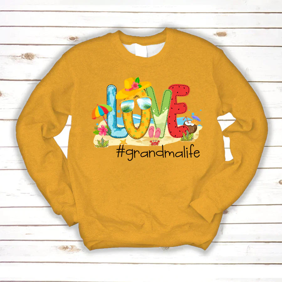 Personalized Love Beach Summer Grandma Life Sweatshirt