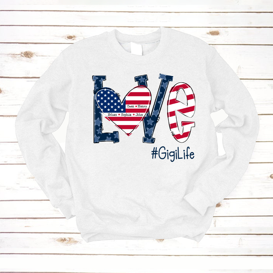 Personalized Love Gigi Life American Flag Sweatshirt