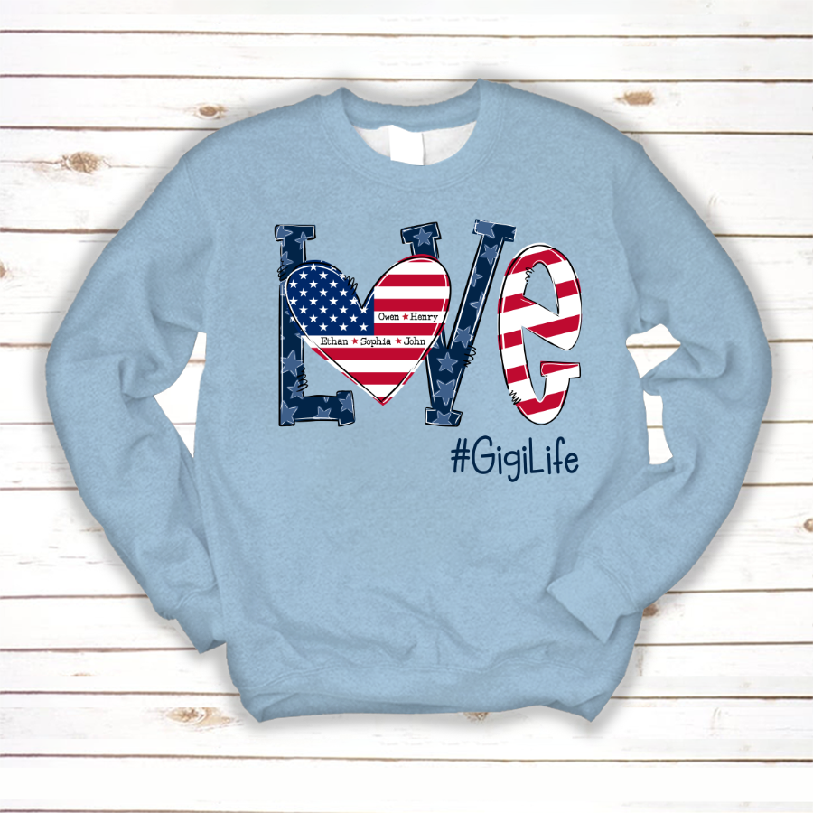 Personalized Love Gigi Life American Flag Sweatshirt