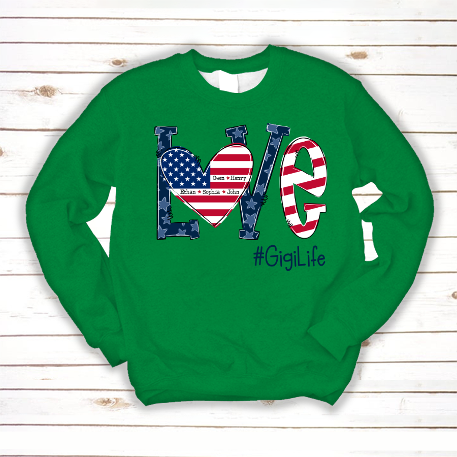 Personalized Love Gigi Life American Flag Sweatshirt