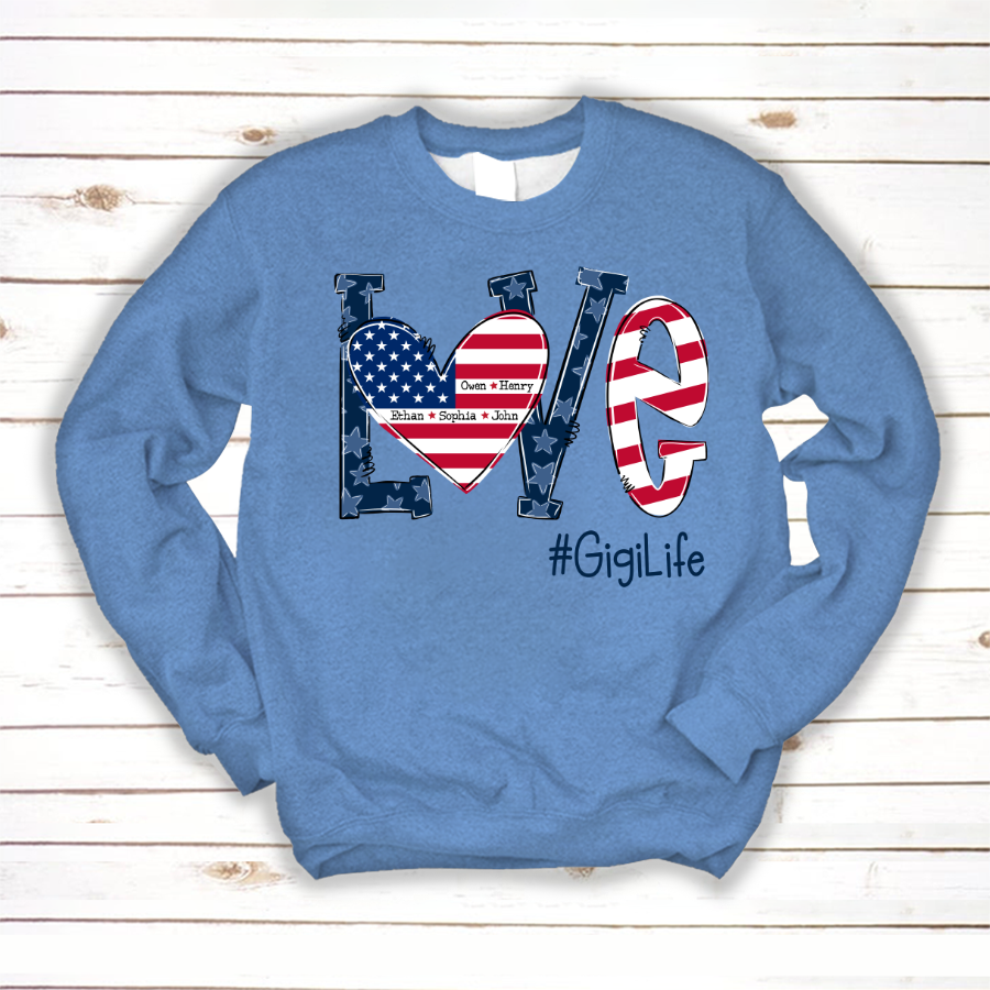 Personalized Love Gigi Life American Flag Sweatshirt