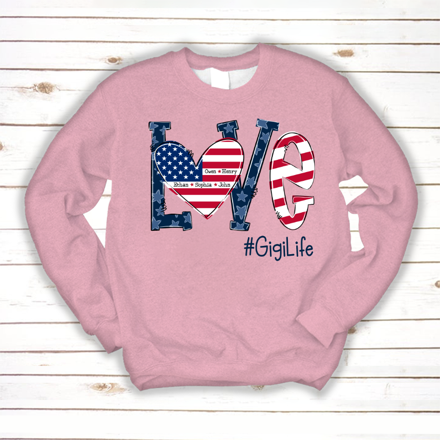 Personalized Love Gigi Life American Flag Sweatshirt