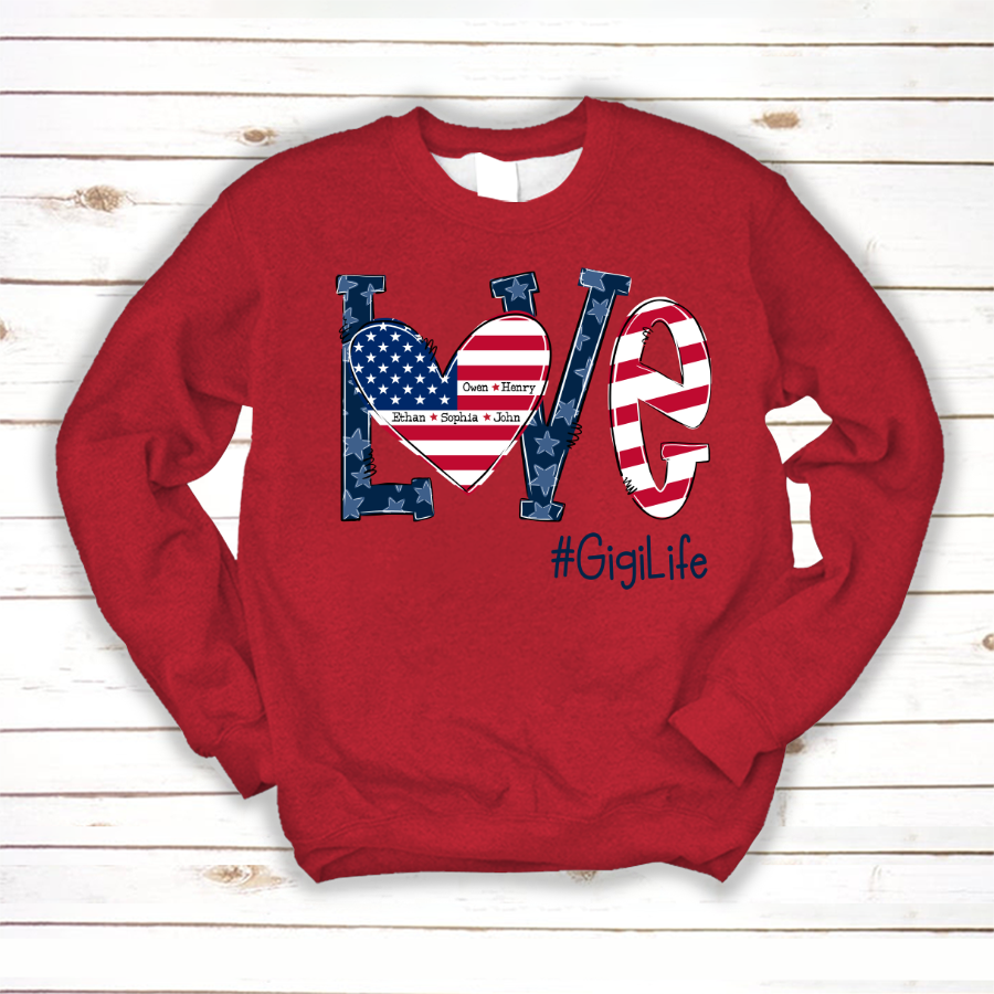 Personalized Love Gigi Life American Flag Sweatshirt