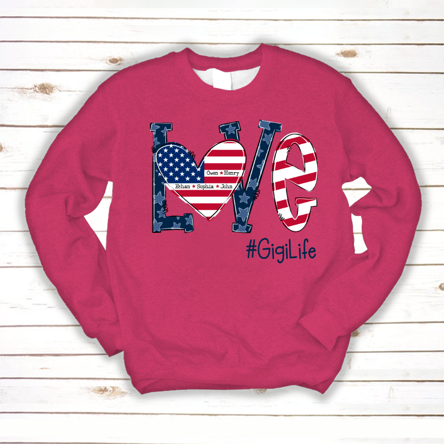 Personalized Love Gigi Life American Flag Sweatshirt