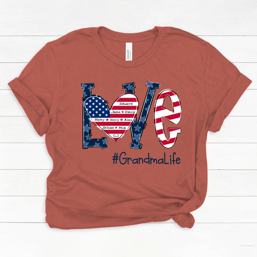 Personalized Love Grandma Life Independence Flag Classic Canvas