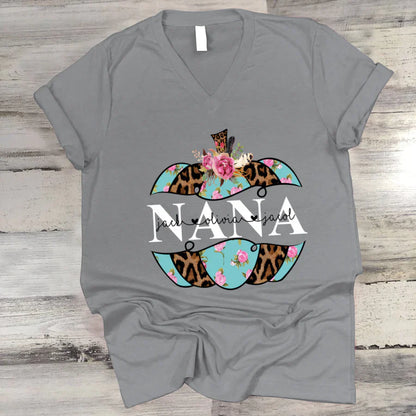 Personalized Nana Pumpkin Flower 2022 V-Neck