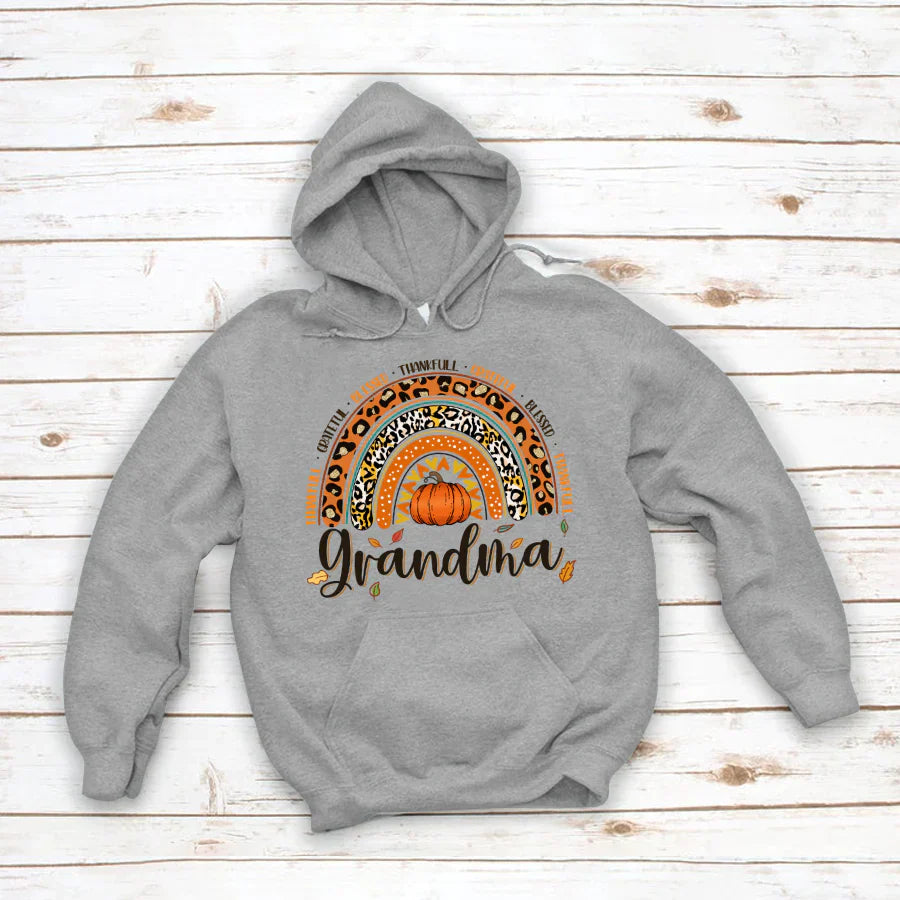 Rainbow Thankfull Grateful Blessed Grandma CTH01 Hoodie