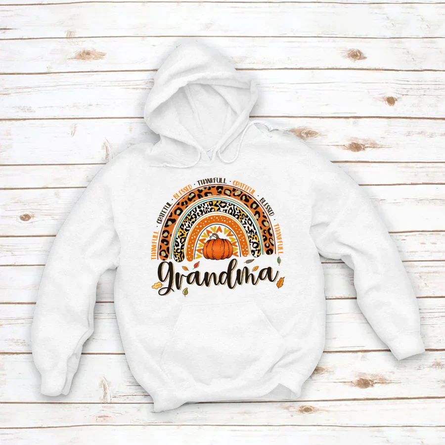 Rainbow Thankfull Grateful Blessed Grandma CTH01 Hoodie