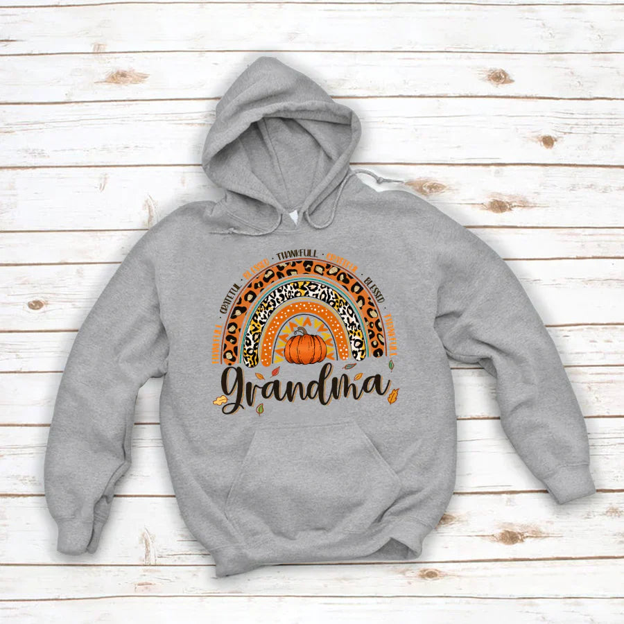 Rainbow Thankfull Grateful Blessed Grandma CTH01 Hoodie
