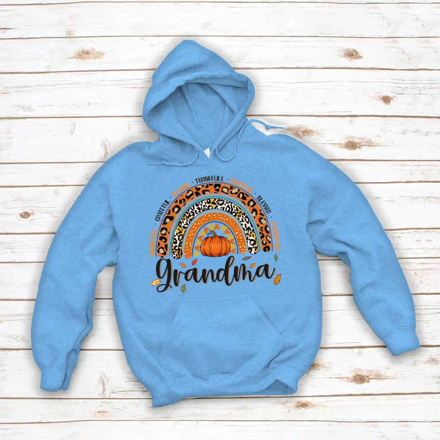 Rainbow Thankfull Grateful Blessed Grandma CTH01 Hoodie