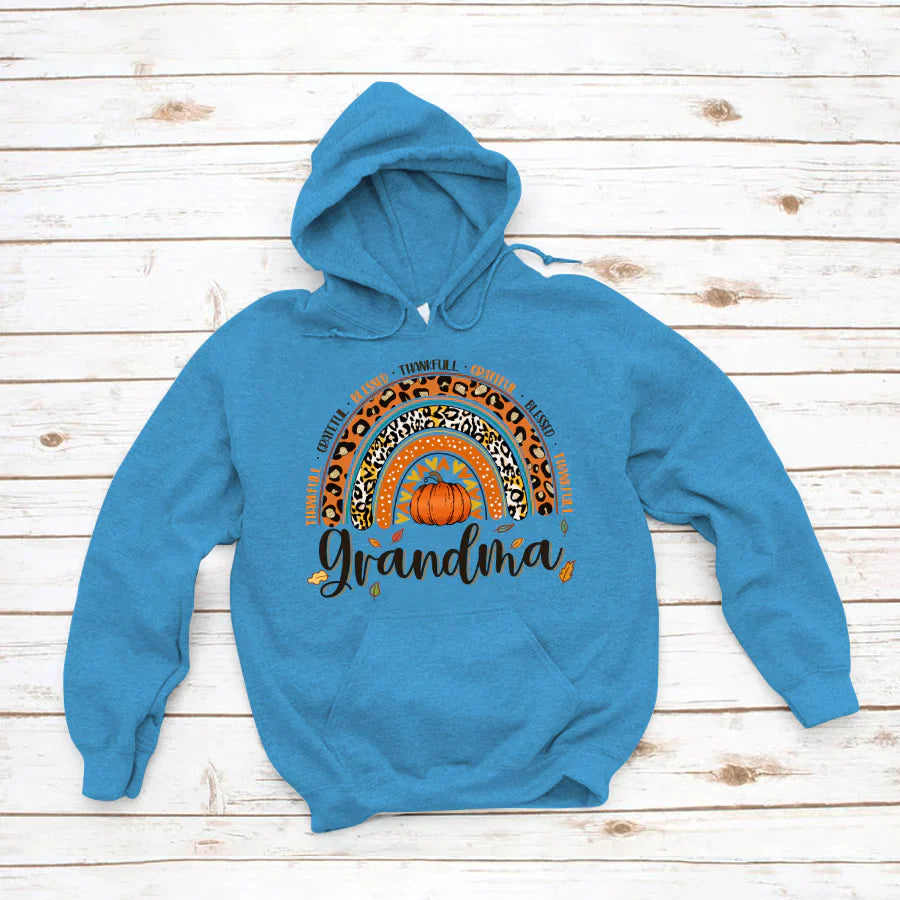 Rainbow Thankfull Grateful Blessed Grandma CTH01 Hoodie