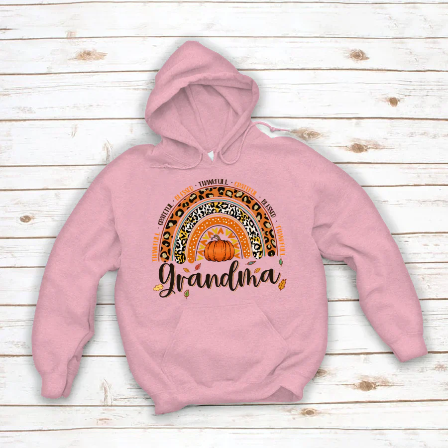 Rainbow Thankfull Grateful Blessed Grandma CTH01 Hoodie